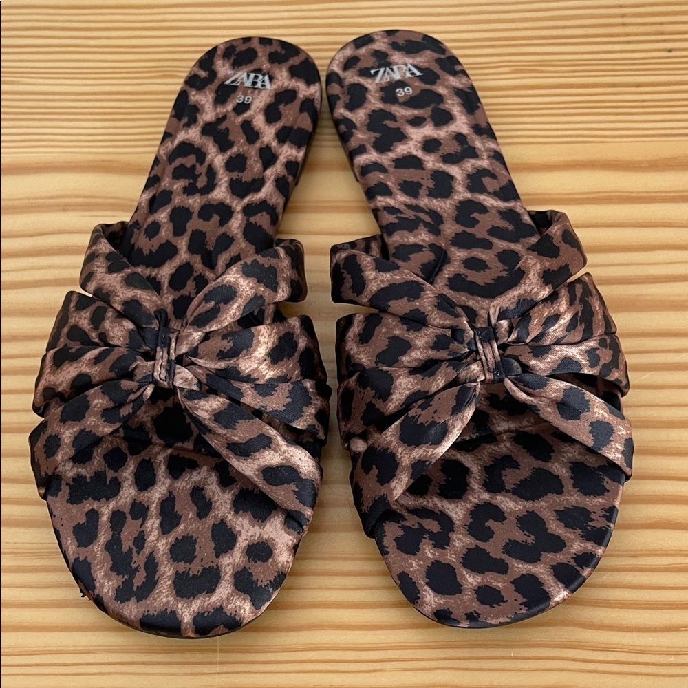 Zara Animal Print Bow Sandals